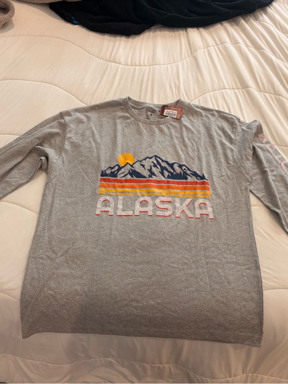 Alaska Graphic Long-Sleeve Kids Top - Light Gray